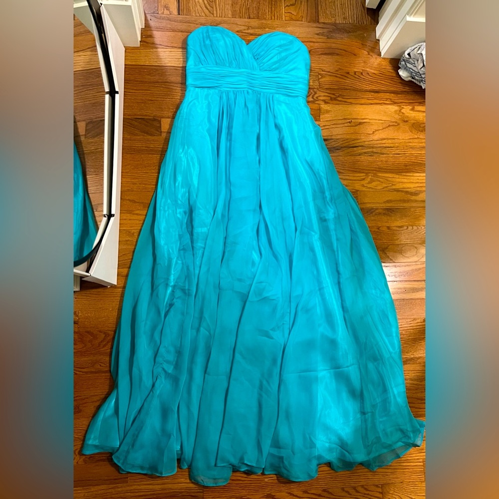 Aqua floor length gown